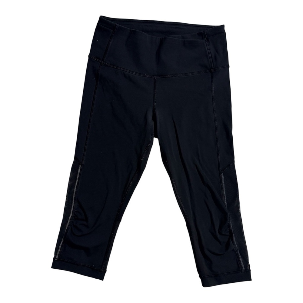 Lululemon Run Inspire Crop II Leggings Size 6 Black Mesh Running